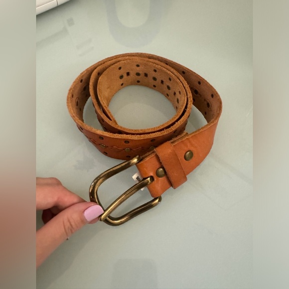 Lucky Brand Leather Studded 46” Brown Belt - Picture 8 of 10